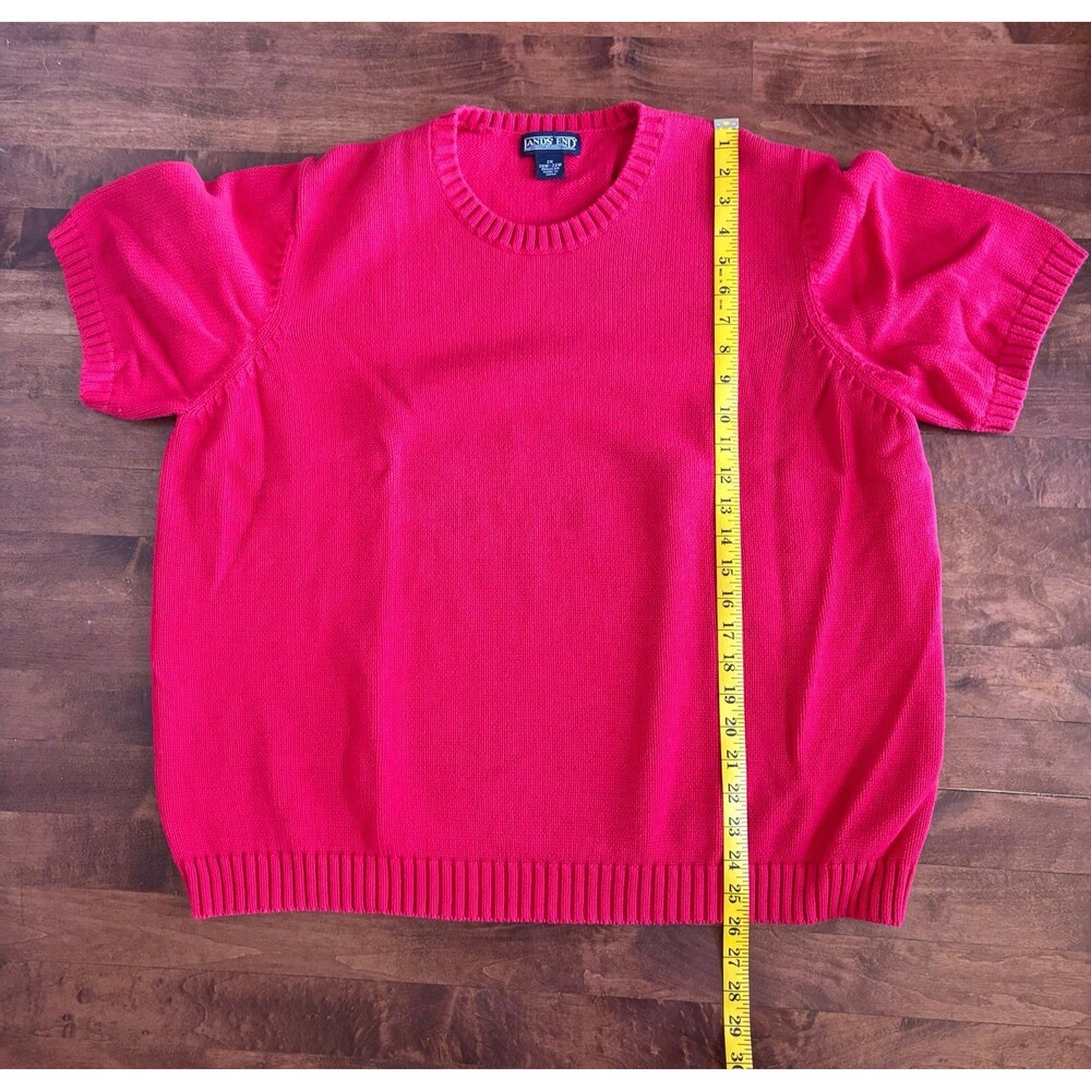 Women’s Lands End Fuschia Short Sleeve Sweater Plus 2X 20/22 - Picture 8 of 8